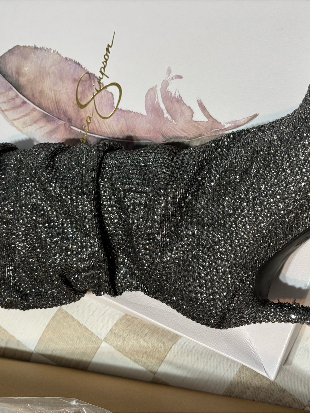 Jessica Simpson Black Sparkle Slouchy Heeled Boots